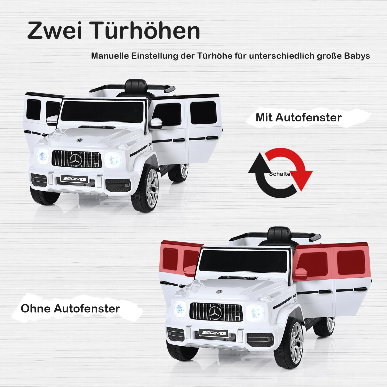 GOPLUS Coche eléctrico de 12V Mercedes Benz G63, vehículo infantil con control remoto de 2,4G, luces LED y faros, coche infantil 3-5 km/h, para niños de 3 a 8 años, hasta 30 kg (Blanco)