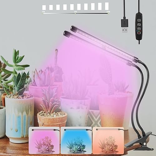 Miniatura 1 de Sunny Power Luces de cultivo con clip para plantas de interior de espectro completo con temporizador y 3 modos de iluminación, luces LED de cultivo