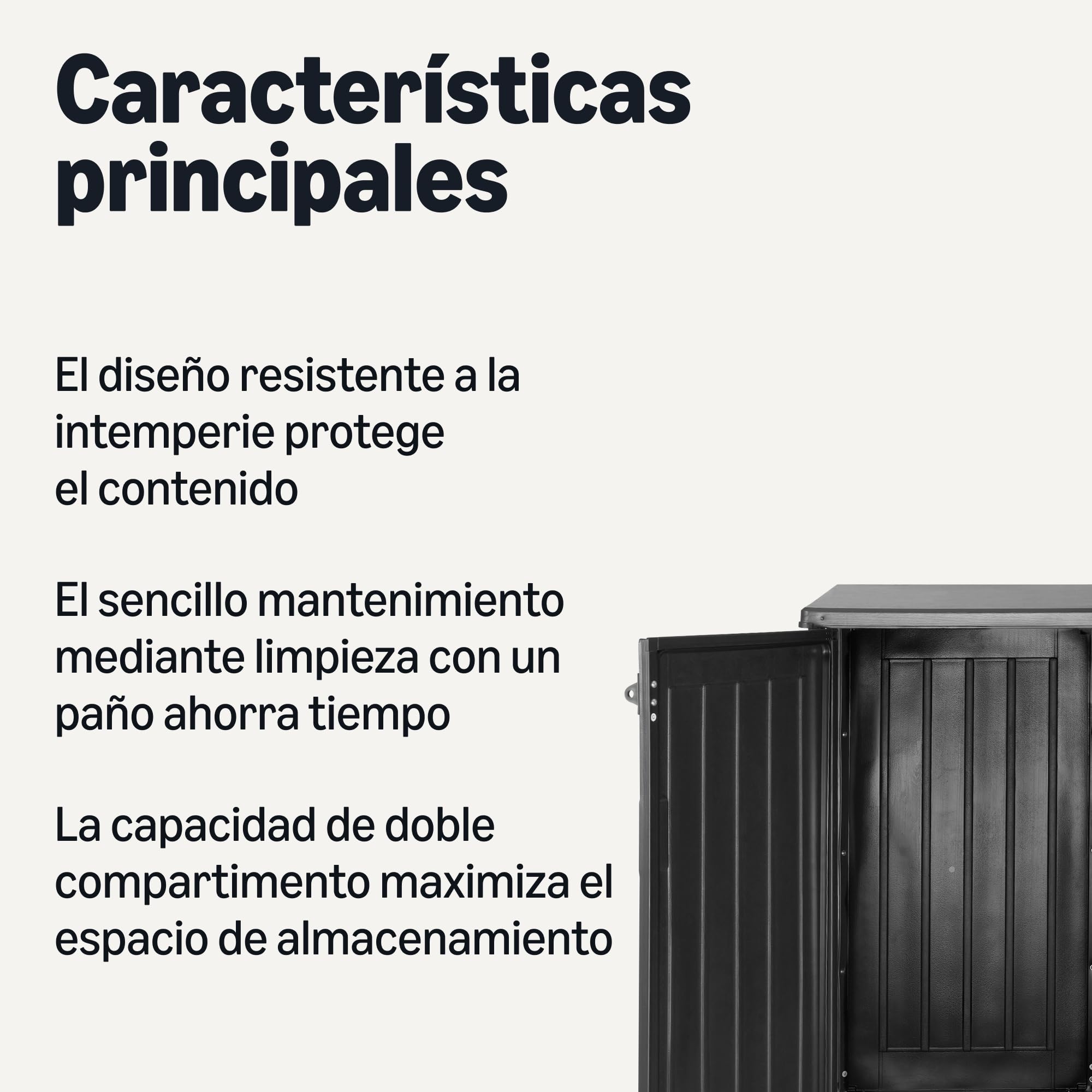 Amazon Basics - Cobertizo de Almacenamiento,Negro,116cm x 70,5cm x 112,8cm