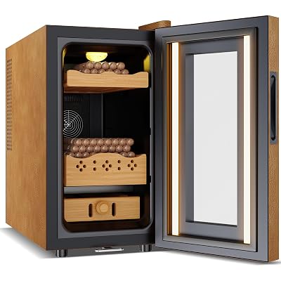 25L Electric Humidor with Upgraded Design, 200 Counts Large Capacity,Thermostatic Electric Cooler Cabinet with Digital LED Screen, Safety Lock,Smart Humidity & Temp Control, Gifts for Men