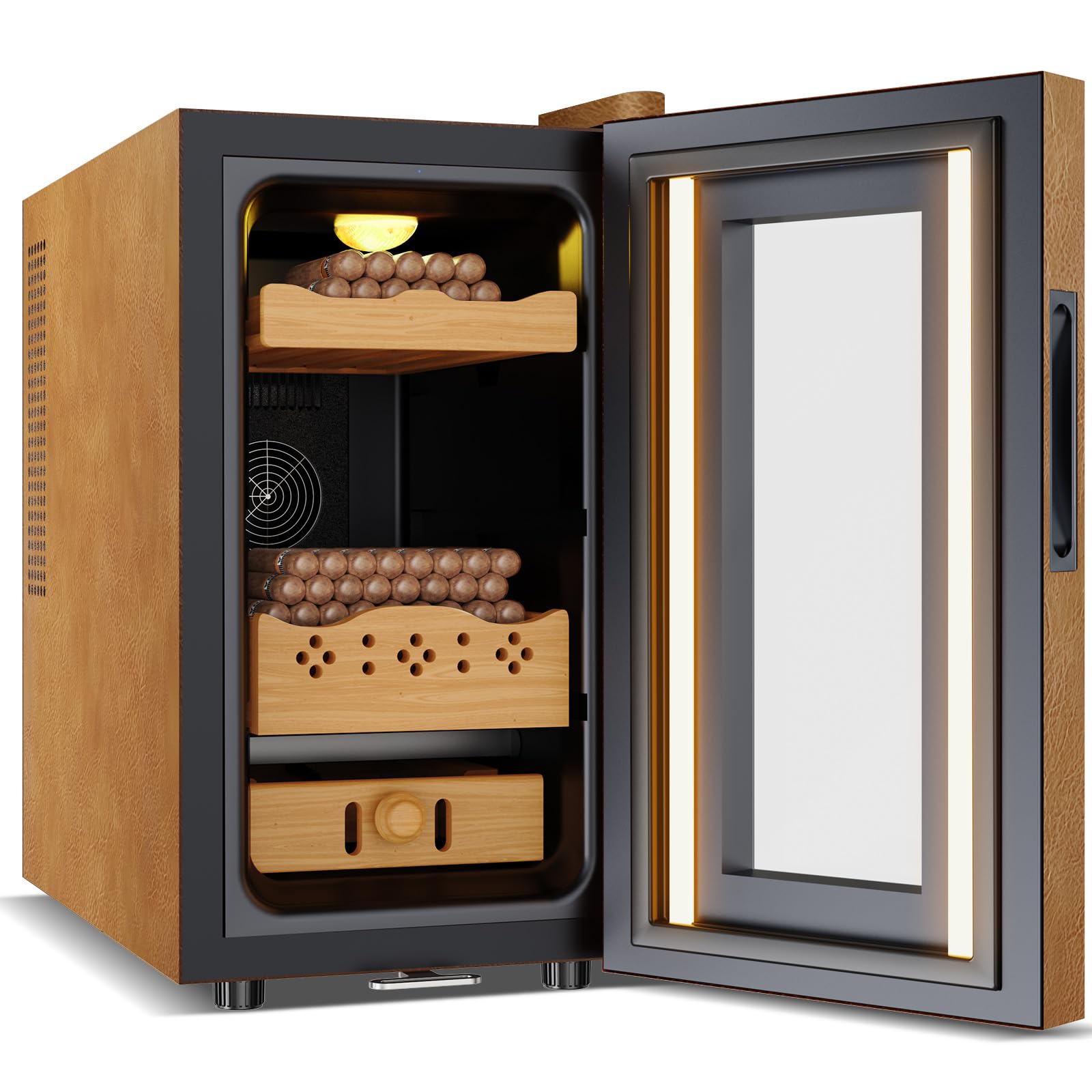 25L Electric Humidor with Upgraded Design, 200 Counts Large Capacity,Thermostatic Electric Cooler Cabinet with Digital LED Screen, Safety Lock,Smart Humidity & Temp Control, Gifts for Men