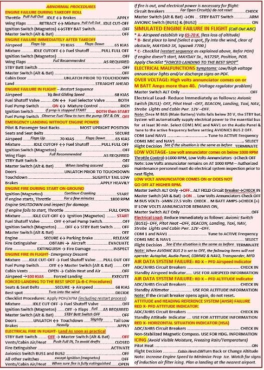 FTS Cessna 172S G1000 Universal Quick Reference Checklists