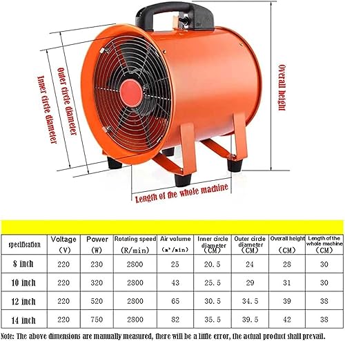Miniatura 3 de ALIKKA Extractor industrial de 8101216 pulgadas, ventilador de ventilación de taller de escape comercial, extractor de humo de polvo portátil con