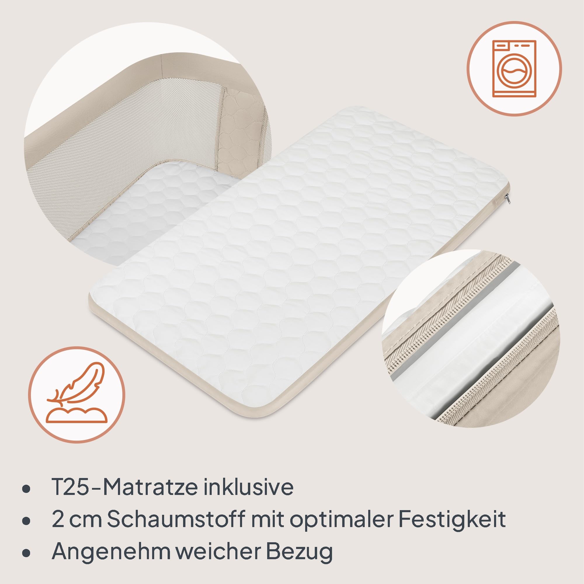 Lionelo Pari Beistellbett 3in1, 6-Fach höhenverstellbar, Neigungsverstellung, Boxspringbett, Wiege, Babybett, Netzseiten, Rollen mit Bremse, Matratze, 84 x 48 cm