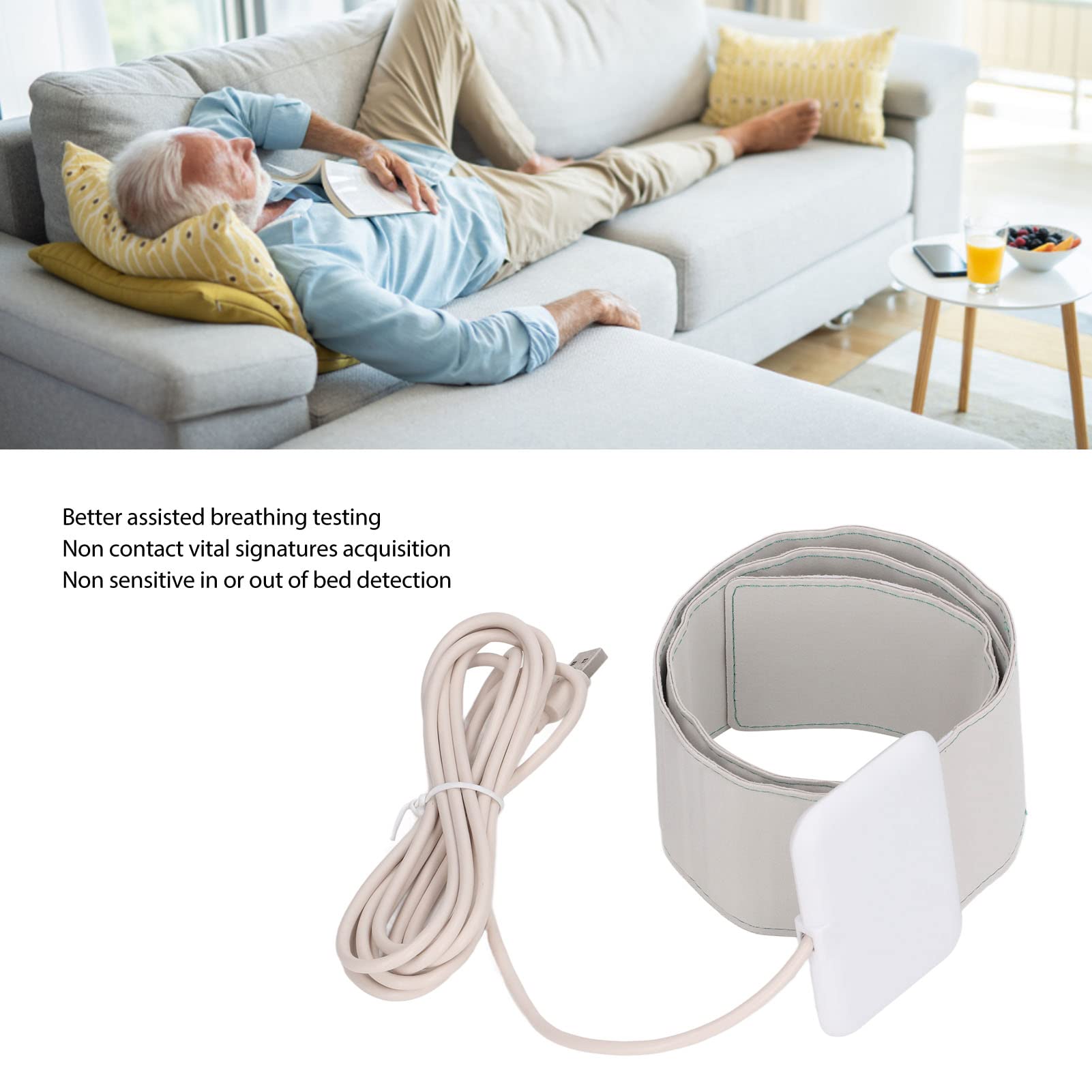 Schlaf-Tracker, Echtzeit-Antwort Keine Verzögerung Berührungslose Erfassung Herzfrequenz Atemfrequenz Schlaf-Tracking-Pad Rollable Lightweight Sleep Sensor Pad