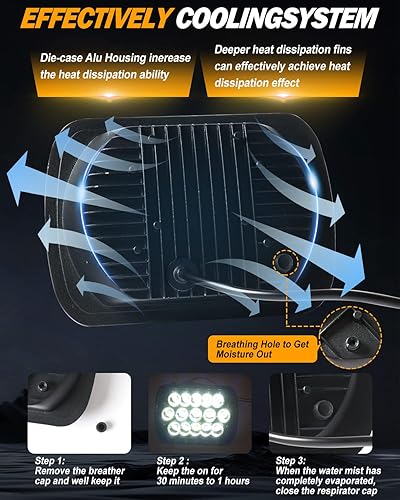 Miniatura 3 de CO LIGHT Faros delanteros LED de 5 x 77 x 6 con DRL y luz de giro ámbar (haz alto y bajo) - Compatible con Wrangler YJ, Cherokee XJ - Reemplazo