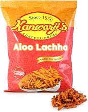Kanwarji's Confectioners Aloo Lachha Namkeen (250g) | Medium Spicy Crispy Potato Lachha | Ready to Eat Indian Snack | Tea Time Snack