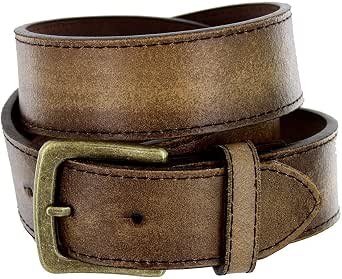 Men’s Vintage Distressed Leather Belt – 1.5” Wide, Antique Brass Buckle, Snap-On Strap For Easy Swap, Black & Brown Options, Size M(33-35) - View #7
