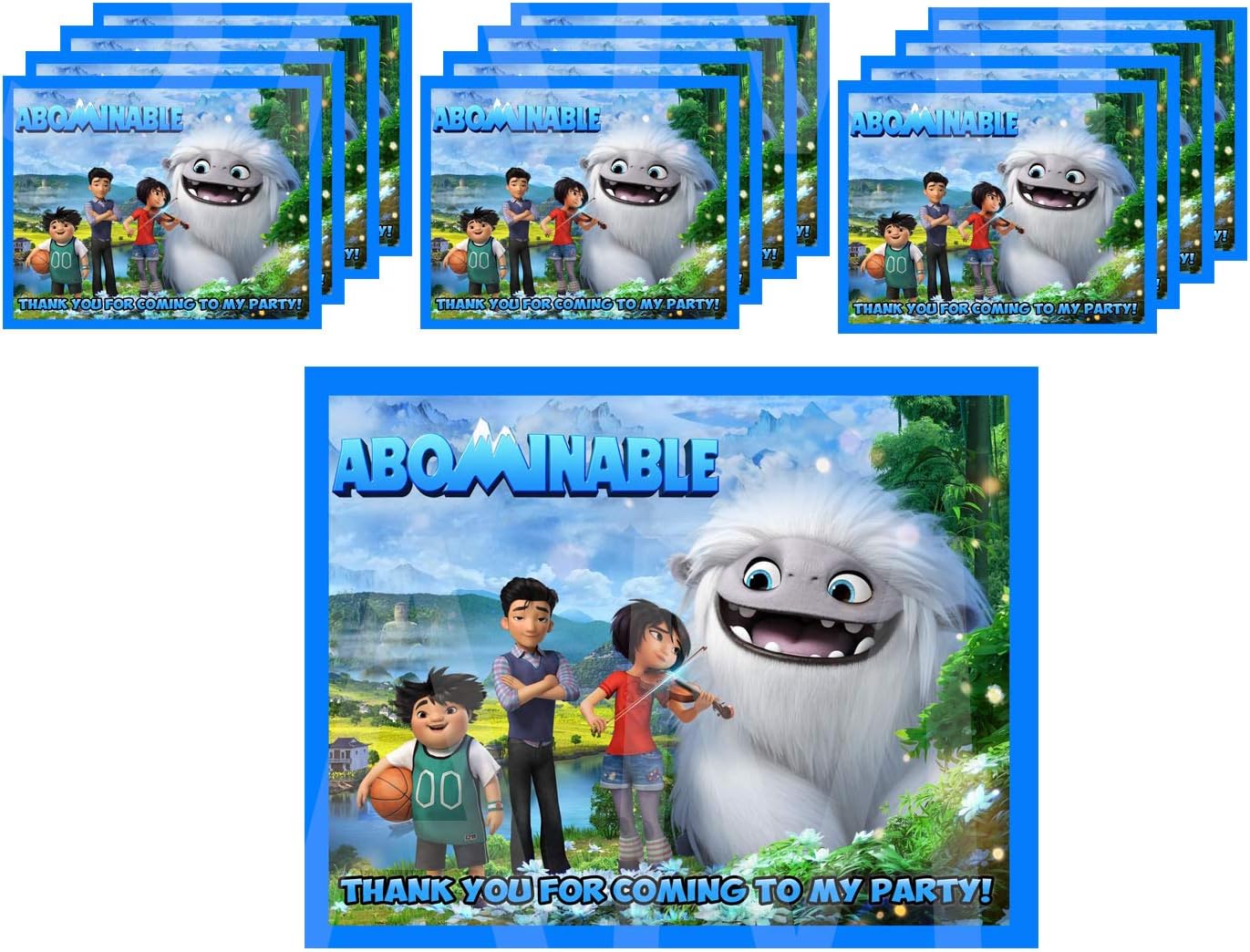 Abominable Stickers Party Favors Supplies Decorations Gift Bag Label Stickers ONLY 3.75" x 4.75" -12 pcs Snowman Christmas Movie Burnish NAI Kai Dr Zara Yi Jen Peng Big Foot