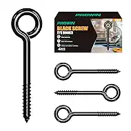 Prowin Heavy Duty Black Screw Eye Hooks, 4PCS M8 4.59 Inch Self Tapping Eyelet Bolts, Strong Eye Screws for Wood, Cables & Wire Securing, Indoor & Outdoor Heavy Duty Use