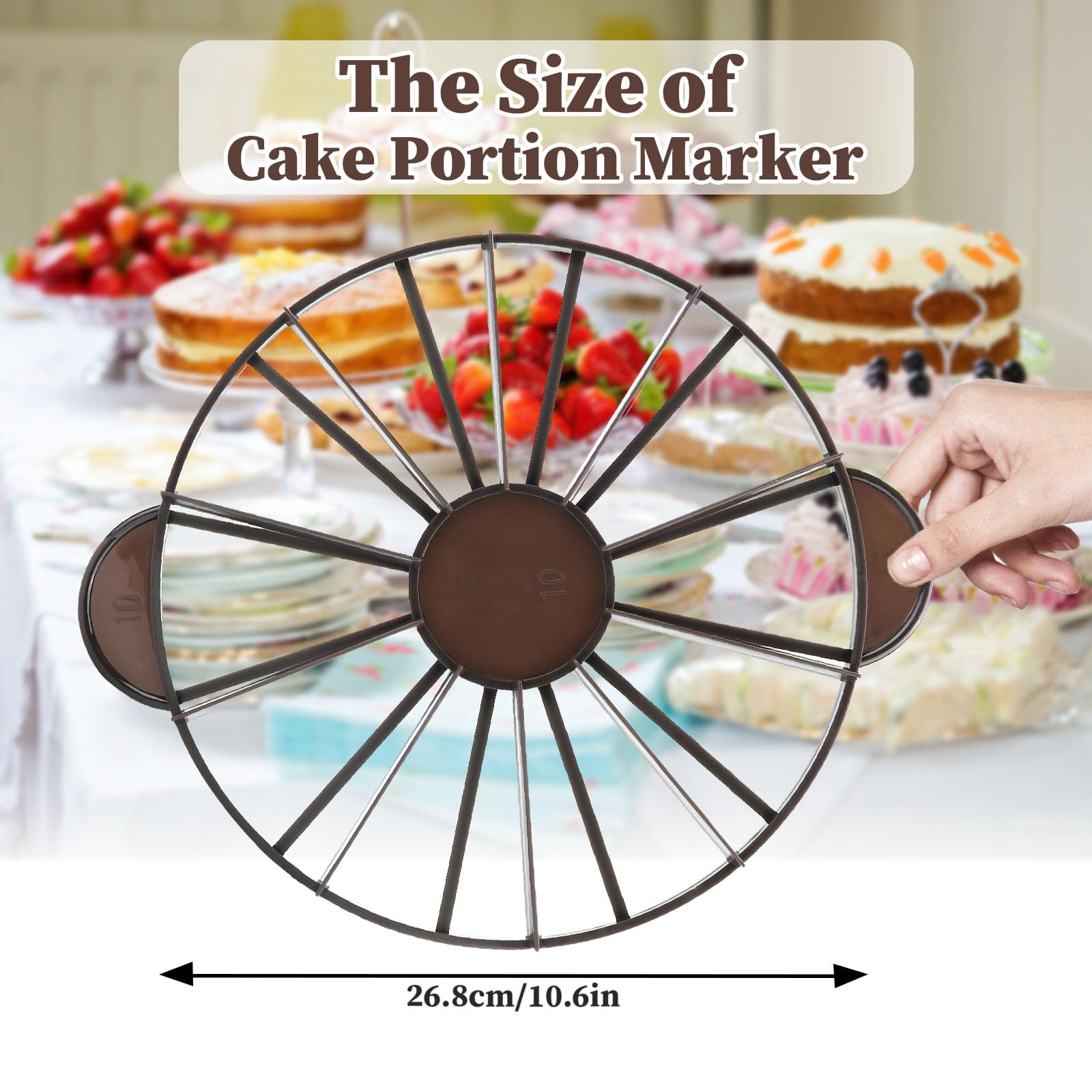Round Cake Slice & Pie Slicer Marker, Cake Cutter Cake Divider, Cheesecake Cutter, Double Sided Cake Portion Marker, 10 or 12 Slices-Works for Cakes Up To 10-Inches Diameter