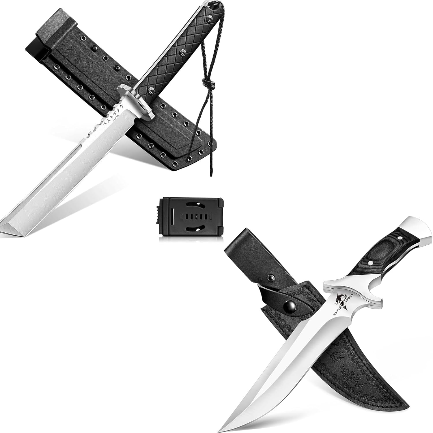 Purple Dragon 6 Inch Camping Knife & Japanese Tanto with Sheaths