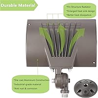 Vista 4 de Luz de inundación LED para exteriores de 80 W con soporte articulado de 1/2 pulgada (placa incluida), luz diurna 5000K 9600LM 120V, iluminación