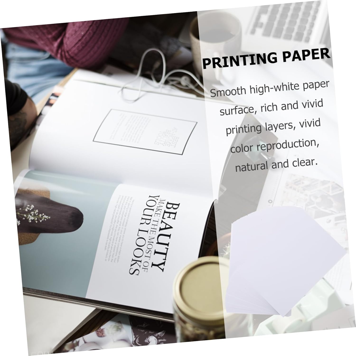 STOBOK 100 Sheets Coated Paper A5 Printing Paper for Picture A5 High Glossy Photo Paper Photo Painting Paper Digital Color Printing Paper Coated Base Paper Double Sided White A4 Poster