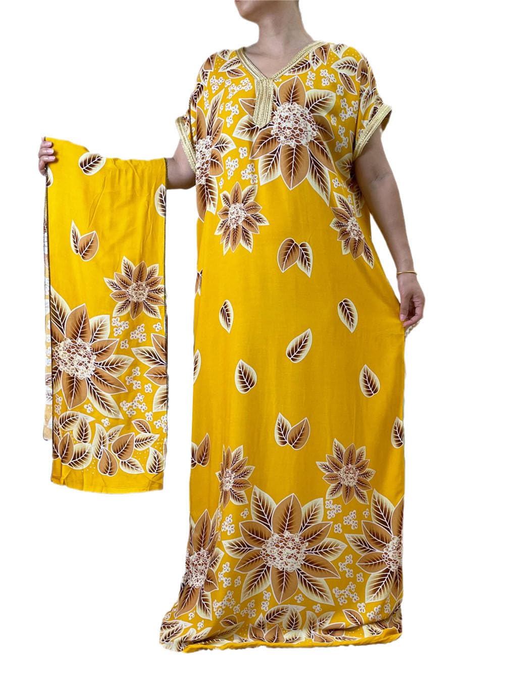 Abito Estivo da Donna A Maniche Corte con Sciarpe sotto Il Vestito Maxi Abito Africano Dashiki Abito da Donna Caftano Sciolto