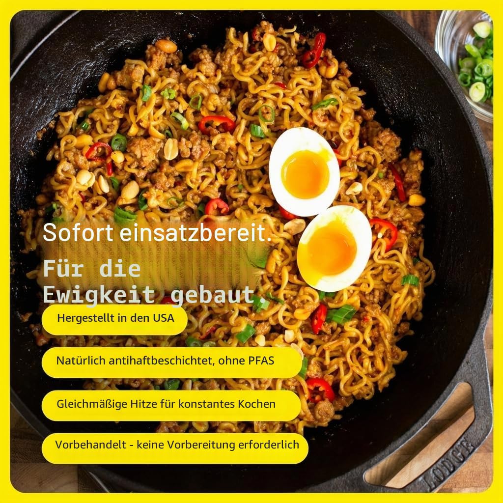 Lodge Wok aus Gusseisen, 35,6 cm