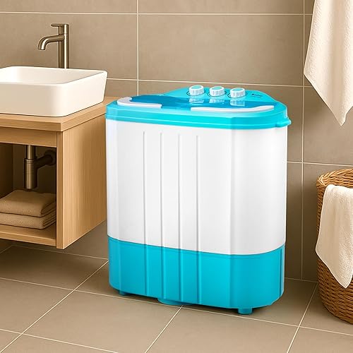 Miniatura 9 de Lavadora portátil de doble tina, lavadora de carga superior semiautomática de 5.5 libras (8.8 libras, 6.6 libras) de 110 V 370 W con tapa de