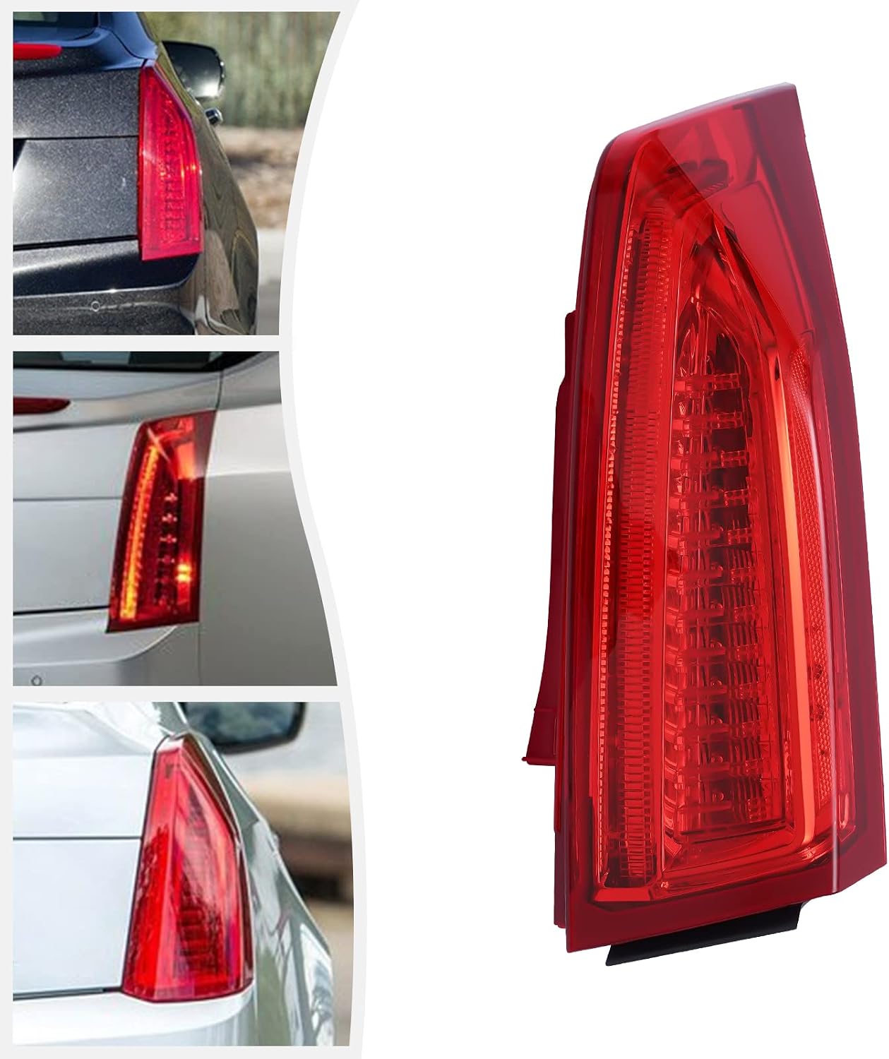 LYNICESHOP LED Tail Rear Light Brake Lamps for Cadillac ATS 4-Door Sedan 2013-2018 Brake Lamp LED Tail Light Red Clear Lens LED Tail Lights GM2801260 (Passenger Side)