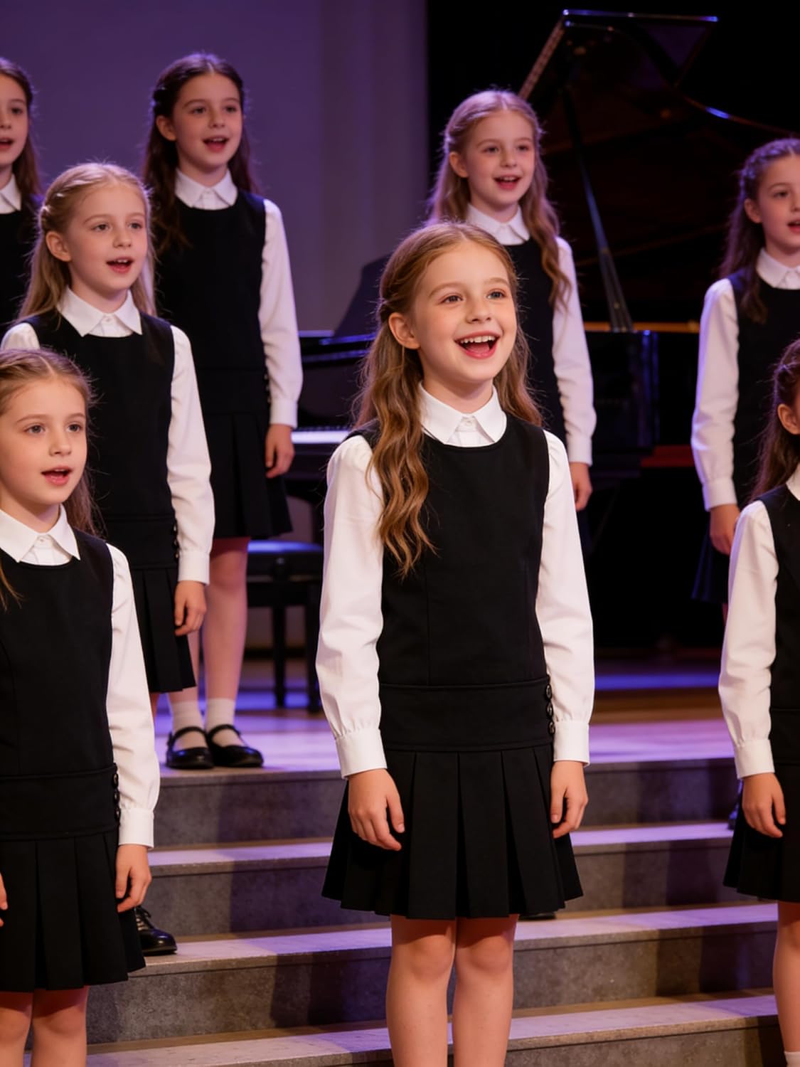 Bienzoe Girls School Uniform Jumper: Stretch Pleated Durable Kids Knee Length Sleeveless Dress - Image 3