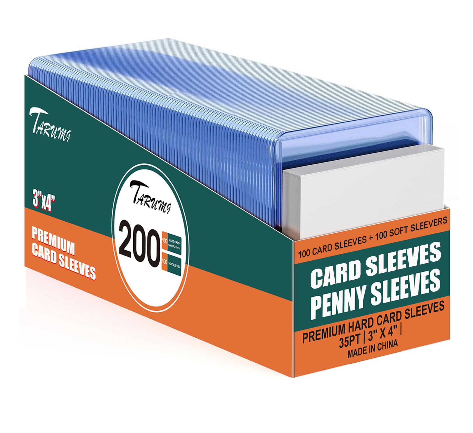 TARUMG 3x4 Clear Hard+Soft Card Sleeves for Various Types Cards