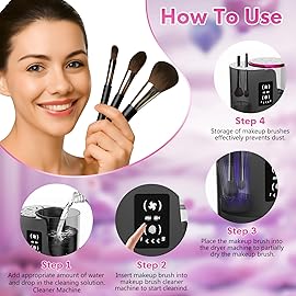 3 IN 1 Electric Makeup Brush Cleaner,Automatic Makeup Brush Cleaner with Makeup Brush Dryer,Portable USB Deep Cleaning for All Size Beauty Makeup Brush Set,Blush Brush (Grey)