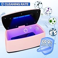 Vista 6 de Esterilizador de herramientas de uñas, función de limpieza de luz azul de doble tubo, enchufe USB, gran capacidad de 1 litro para herramientas