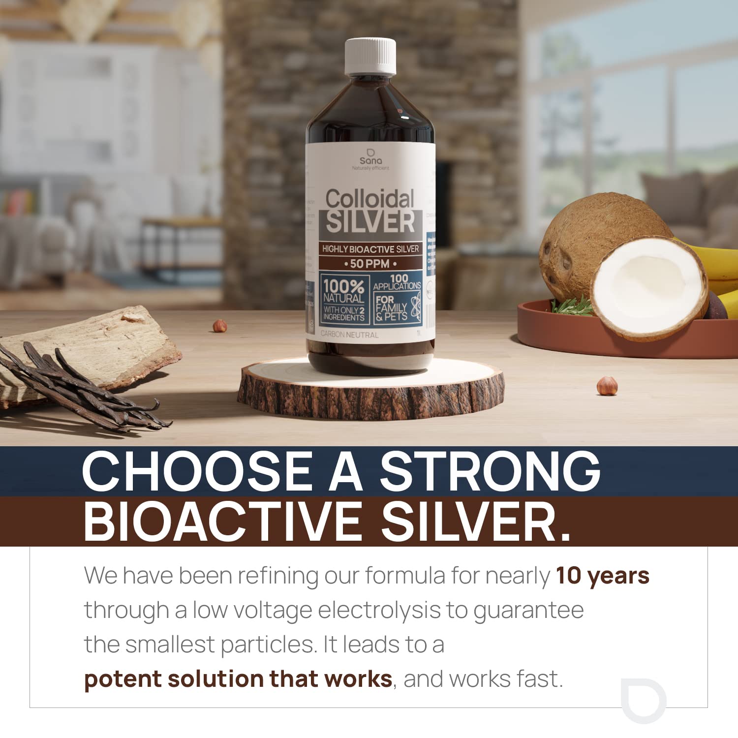 Argento Colloidale Puro 50 PPM 1000 ML | Per la famiglia & gli Animali (Cani, Gatti) | 100% Naturale : Certificato Cosmos Natural | Carbon Neutral