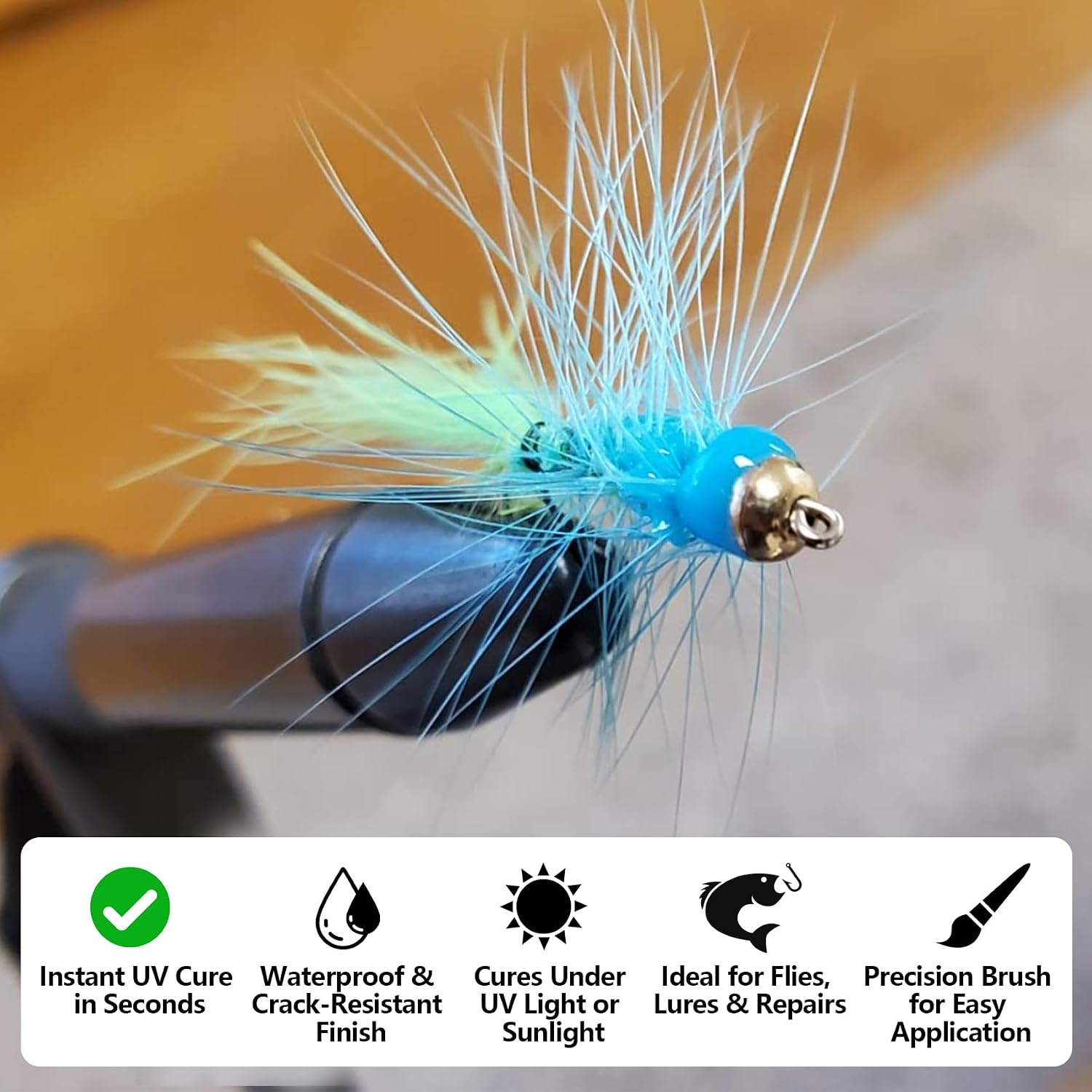 EUPHENG 6 Color Fluorescent UV Glue Combo Set Revolutionary Fly Tying for Building Flies Flies Heads Bodies and Wings Tack 10ml Each Color Unit