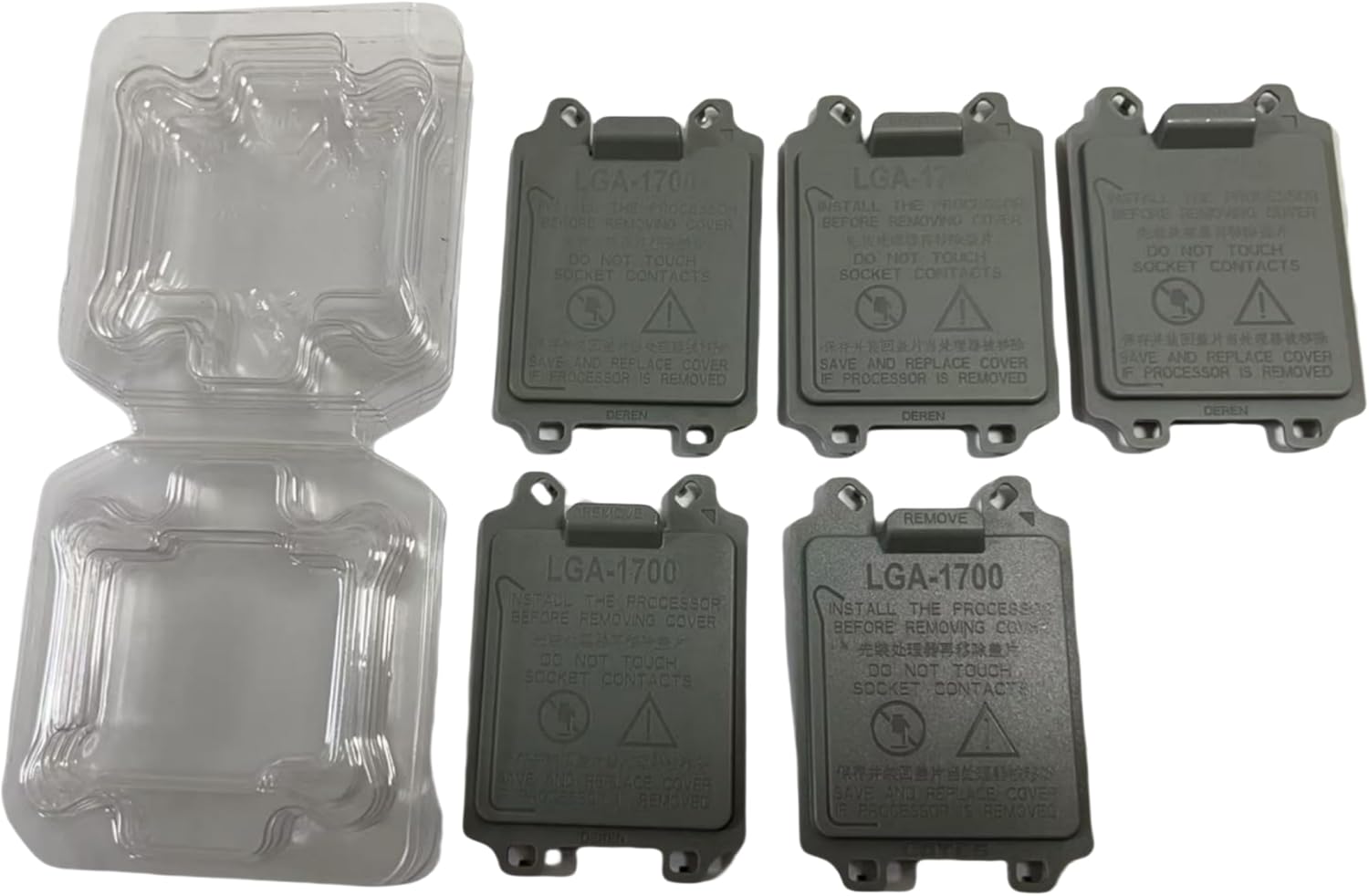 New 5 Pack CPU Socket Protector Cover for Intel LGA17XX LGA18XX Series + 5 Pack CPU Case Holder Protector Cover for LGA 1700 1800 Series
