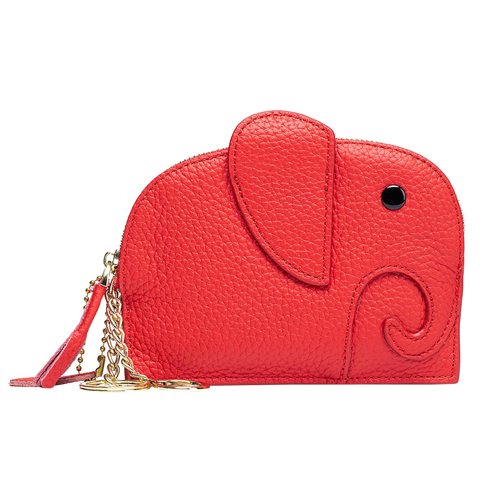 Monedero de cuero suave tipo llavero elefante y cartera pequeña para mochila