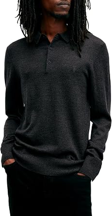 Allsaints Mens Mode Merino Long Sleeve Polo