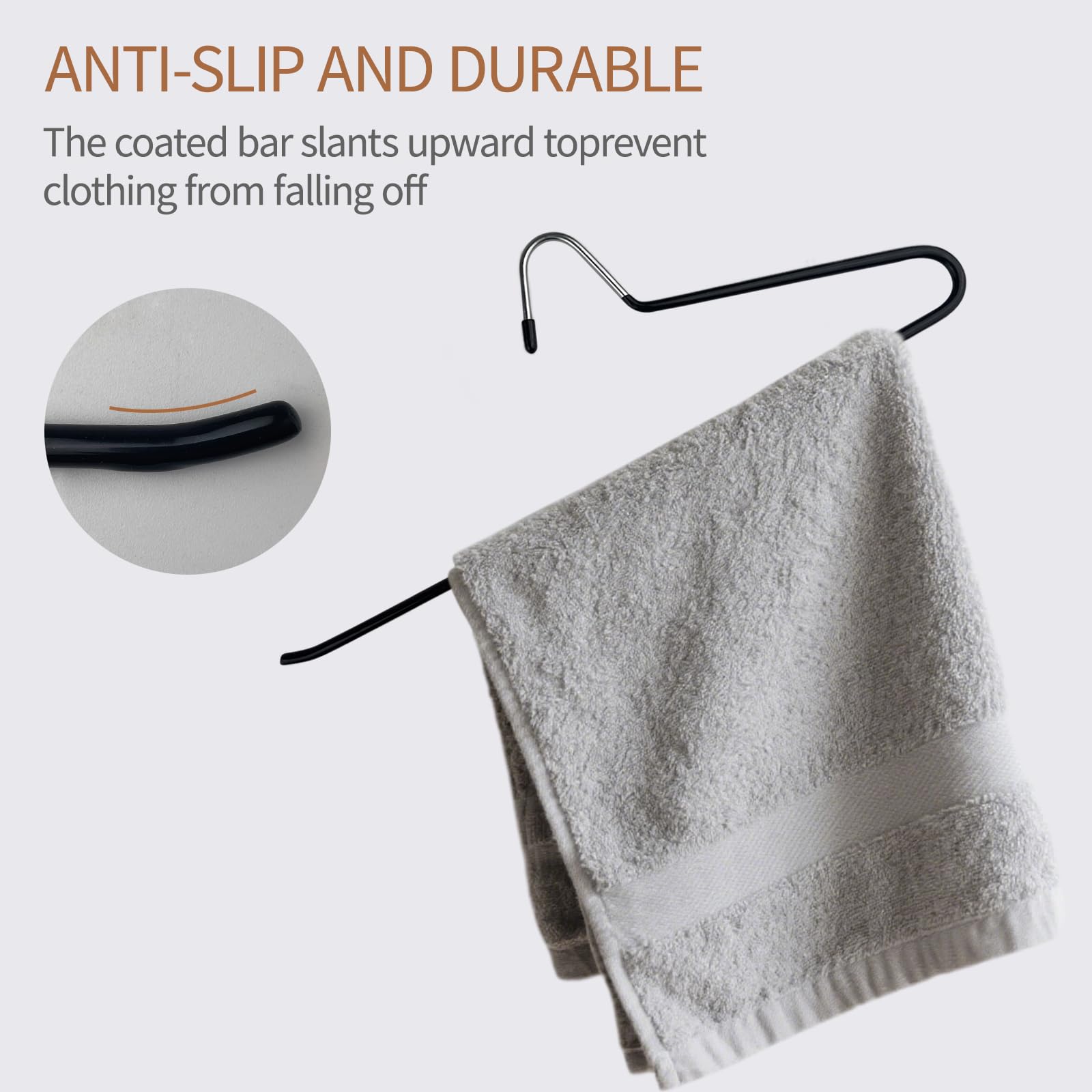 Stark genug Hosenbügel aus Metall, 10 Stück Kleiderbügel Klammerbügel für Hosen Socken Röcke, 35cm Anti Rutsch, Verchromt, Rockbügel Hosenspanner mit Clips, Hohe Belastbarkeit （Schwarz）