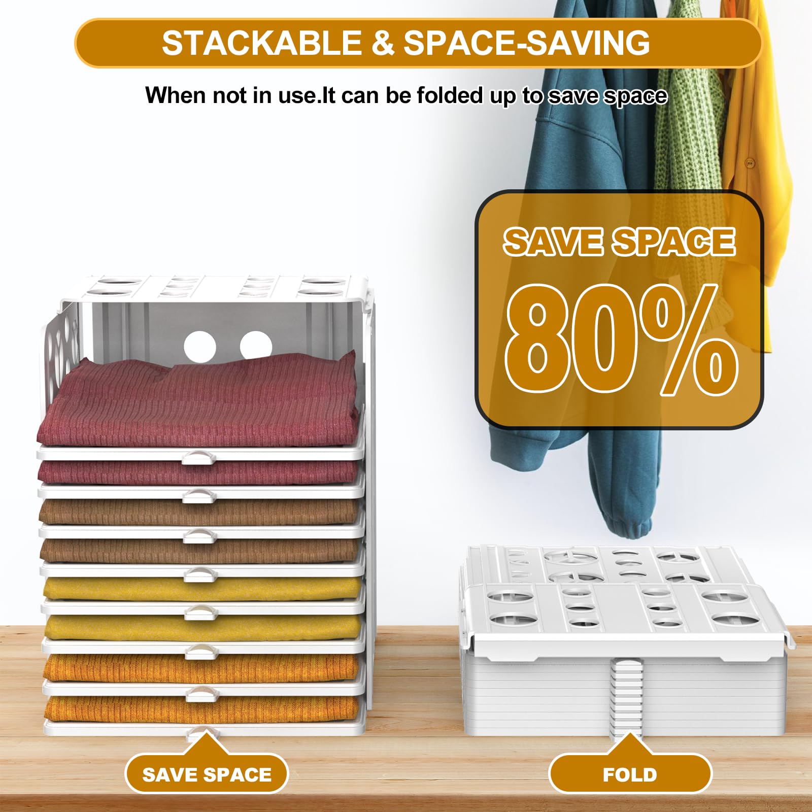 BoxLegend Organizer per T-Shirt, Organizer per Armadio, Organizzatore per Vestiti, Impilabile per Ripiano Pieghevole per Vestiti, Organizzatore per Abbigliamento per Aiuto Piega T-Shirt, Camicie