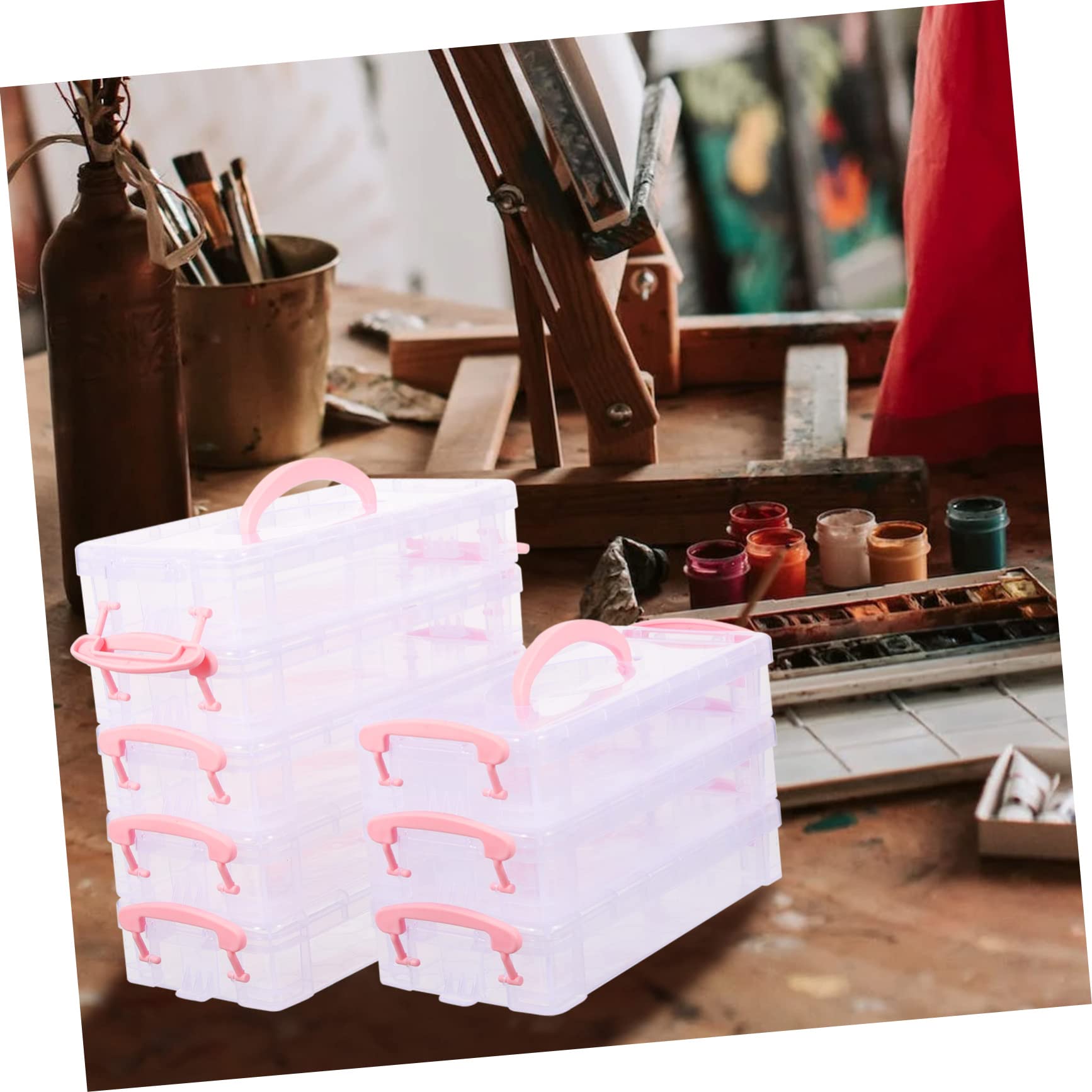 Tofficu Scatola Portamatite in Plastica Impilabile Coperchio, 8 Confezioni