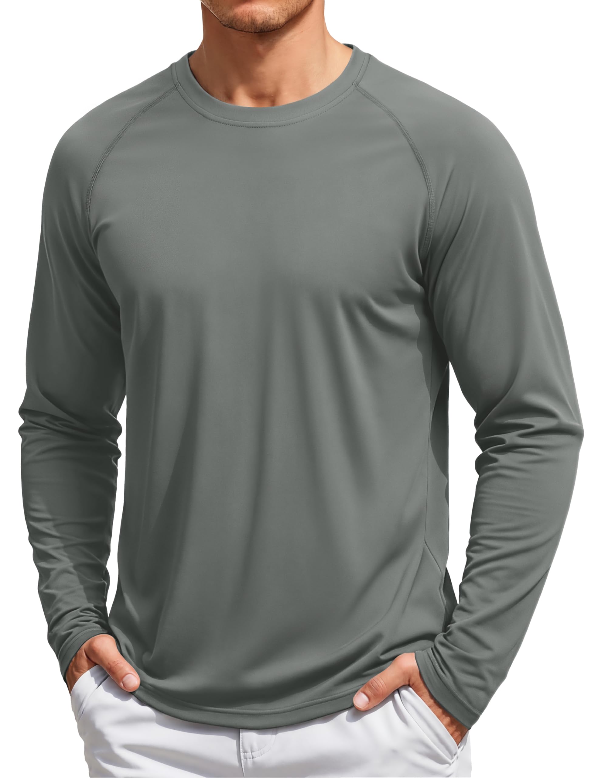 Men's Long Sleeve Shirts Dry Fit UV Sun Protection Workout Shirts