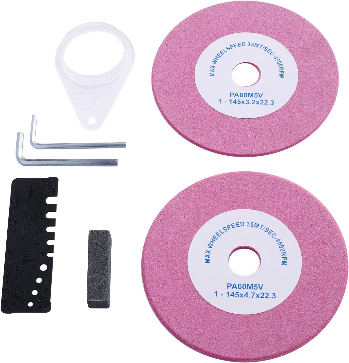 Chainsaw Sharpener Professional, Multi-Angle Adjustable Bench Grinder for Oregon/Husqvarna Chains, 120V Universal Saw Chain Sharpener with 2 Grinding Wheels & Light, for Workshop (Black)