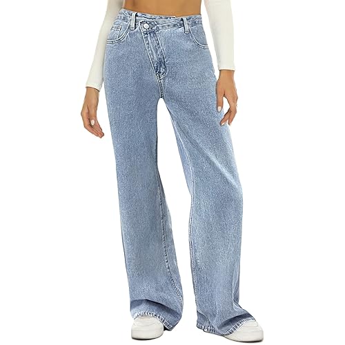 HDLTE Women Wide Leg Jeans High Waist Baggy Jean Loose Boyfriend Jeans Denim Pants Y2K