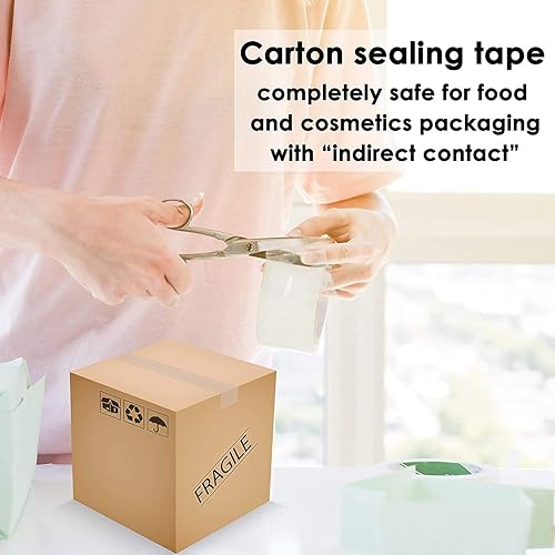 Vista 7 de IDL Packaging Cinta de embalaje transparente de resistencia media de 2 pulgadas x 110 yardas (paquete de 3 rollos) para mudanza, envío