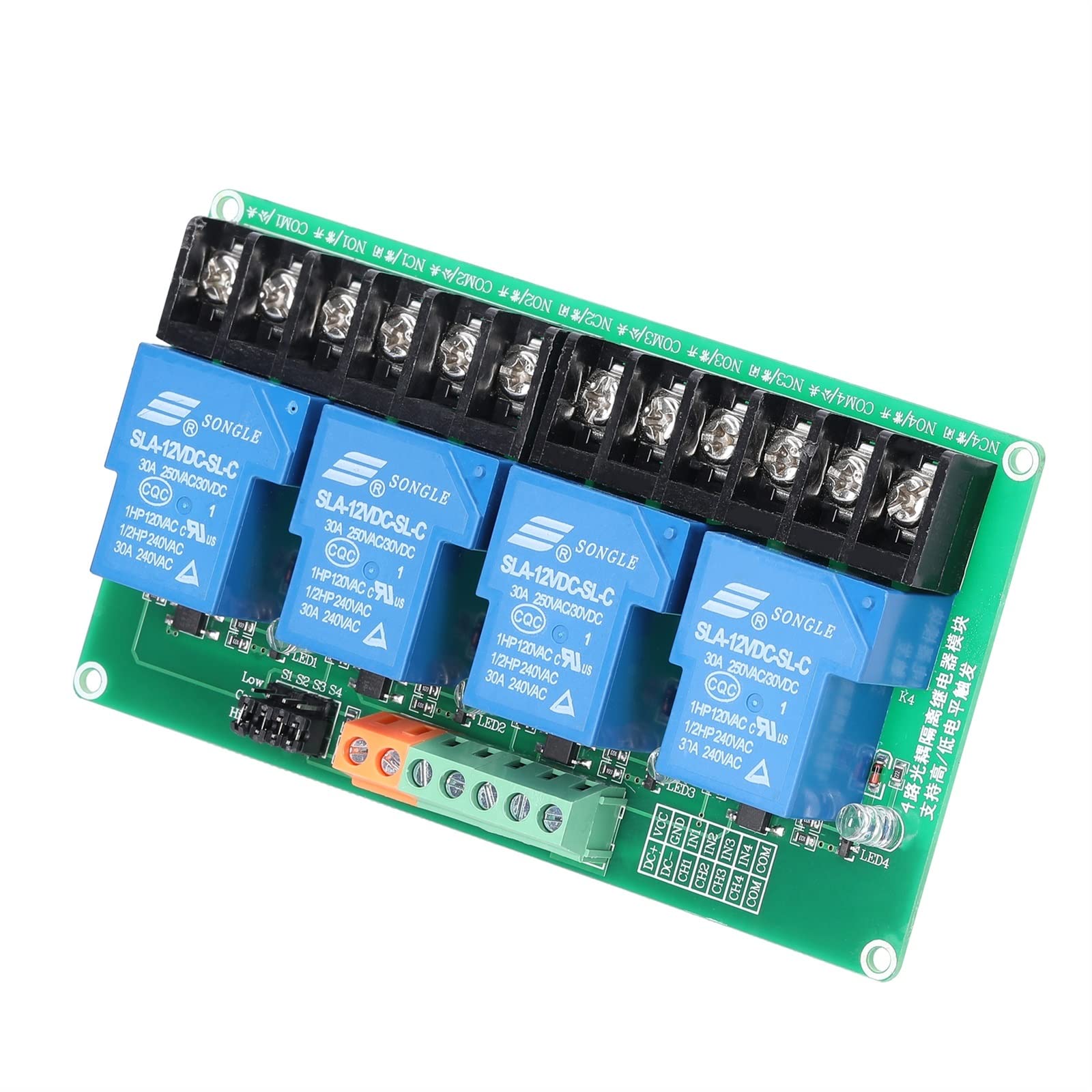 Module relais 4 canaux 30A avec optocoupleur commutateur 5V 12V 24V
