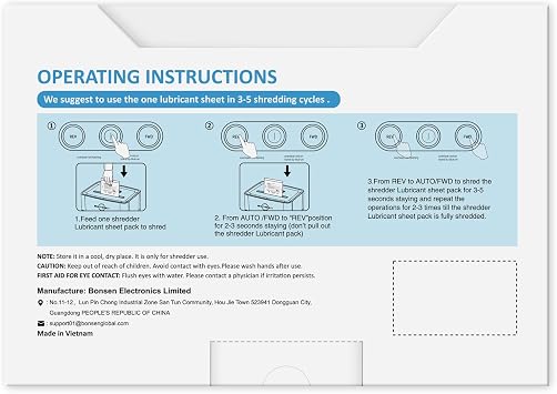 BONSEN Paper Shredder Sharpening & Lubricant Sheets-Pack of 50