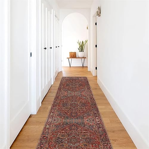 Miniatura 7 de Alfombra de pasillo de 2 pies 6 pulgadas x 8 pies, alfombra vintage de cocina, suave, antideslizante, lavable, con respaldo de goma, alfombra