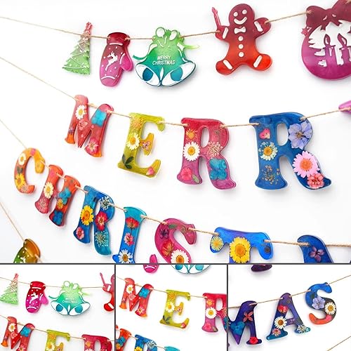 Miniatura 3 de Moldes de resina para pancartas de Navidad de Navidad, moldes de silicona para fundición de resina, decoraciones de pared de Navidad, pancartas de