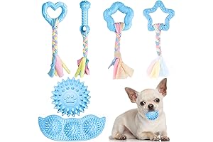 6 Pack Puppy Toys Cute Blue Set for Small Breed Doggy Teething Toys