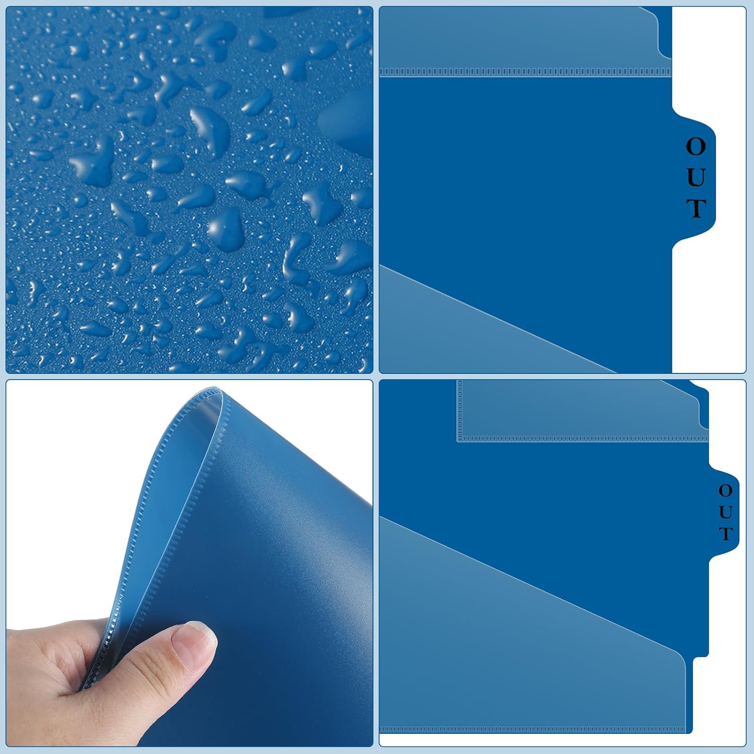 Dunzoom 50 Pcs Center Tab Vinyl Outguides End Tab Poly Out Guide Vinyl Plastic File Folders Letter Size Two Pocket Project Folders Clear Front Documents Holder for Home High School Office Medical