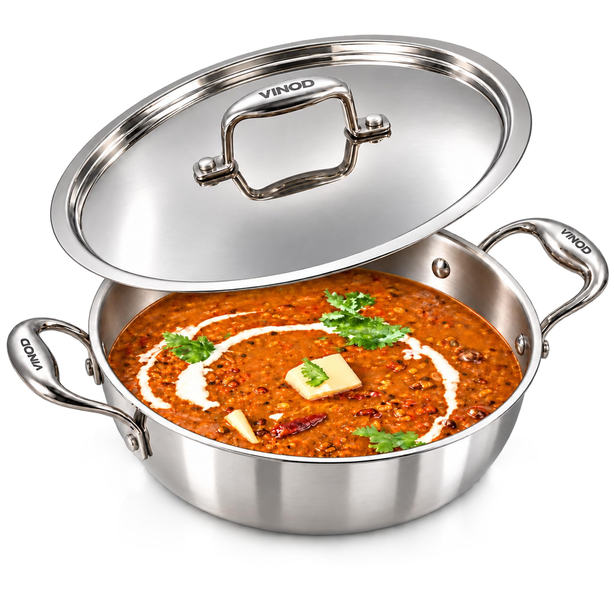 Vinod Stainless Steel Kadai - 28cm with Lid -1 Vinod Stainless Steel Kadai - 28cm with Lid -1