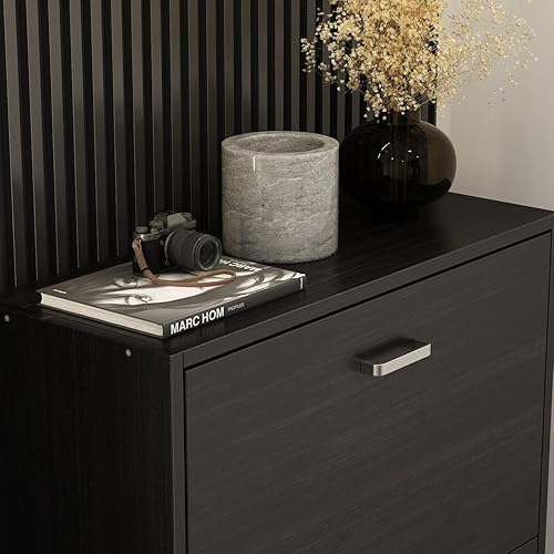 Vista 4 de Armario de almacenamiento de zapatos con 3 cajones abatibles, gabinete delgado para zapatos para entrada, organizador de zapatos oculto, moderno