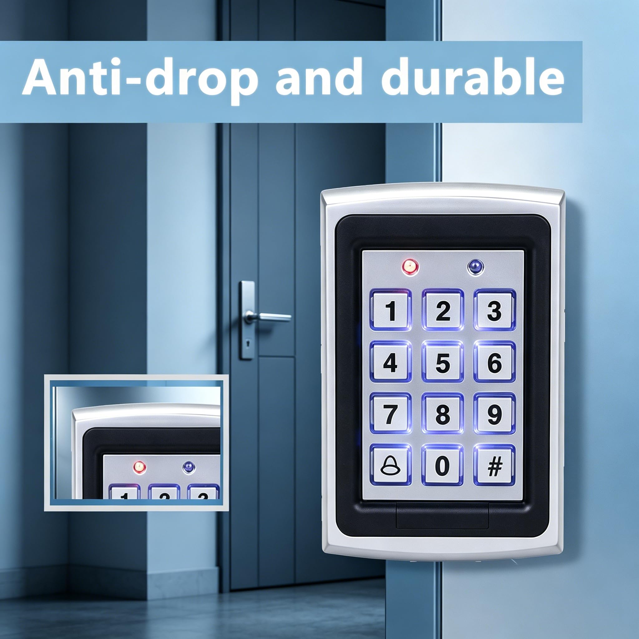 RFID-Zugangskontrollsystem aus Metall, Standalone-Tastatur, 1000 Benutzer | Komplettes Set mit Metalltastatur, 180 kg Magnetschloss, Netzteil, Exit-Taste, 10 ID-Schlüsselanhänger für Zuhause/Büro/Tor