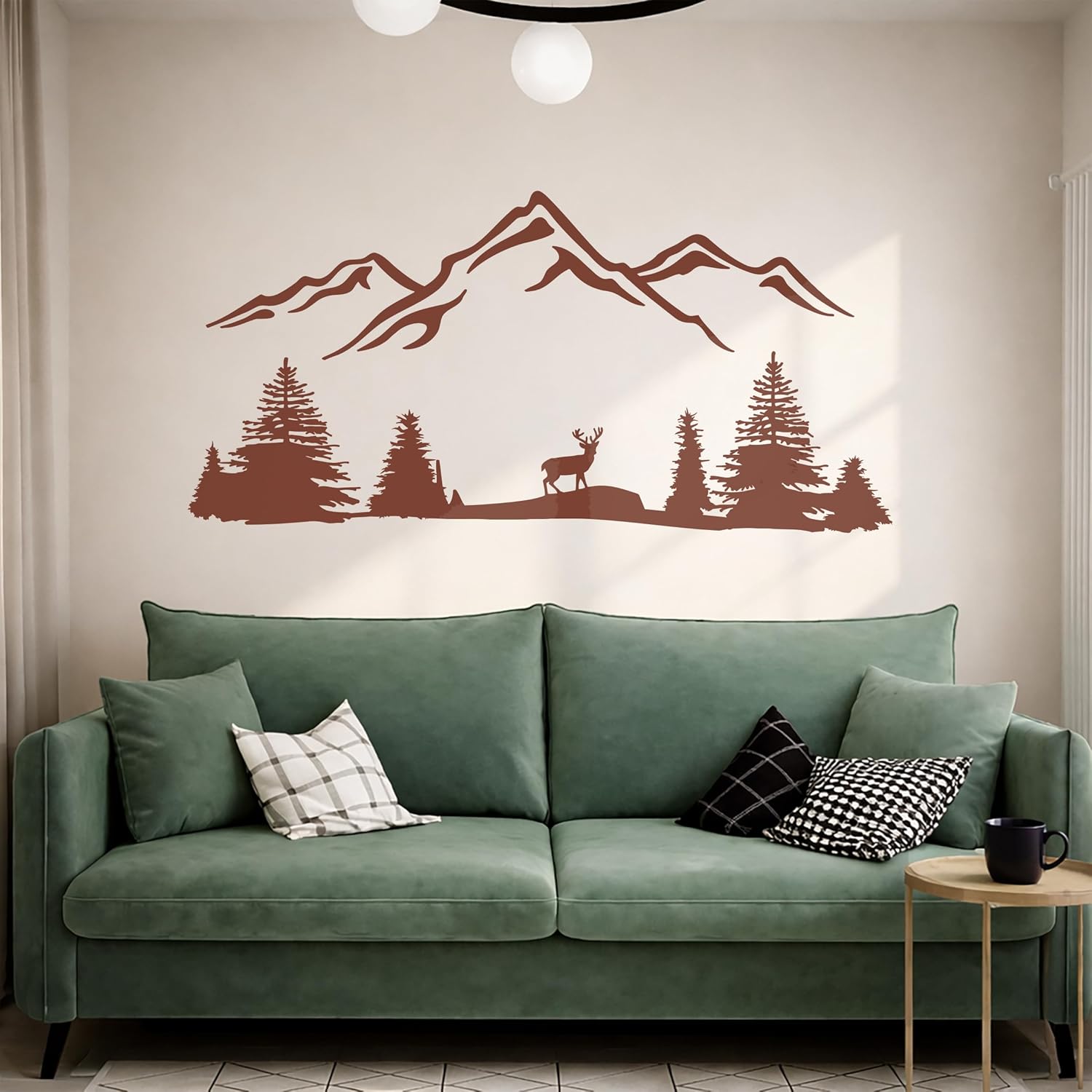 Vinyl Wall Decal Deer Mountains Wildlife Trees Beauty Nature Stickers Mural Large Decor (g1979) Black
