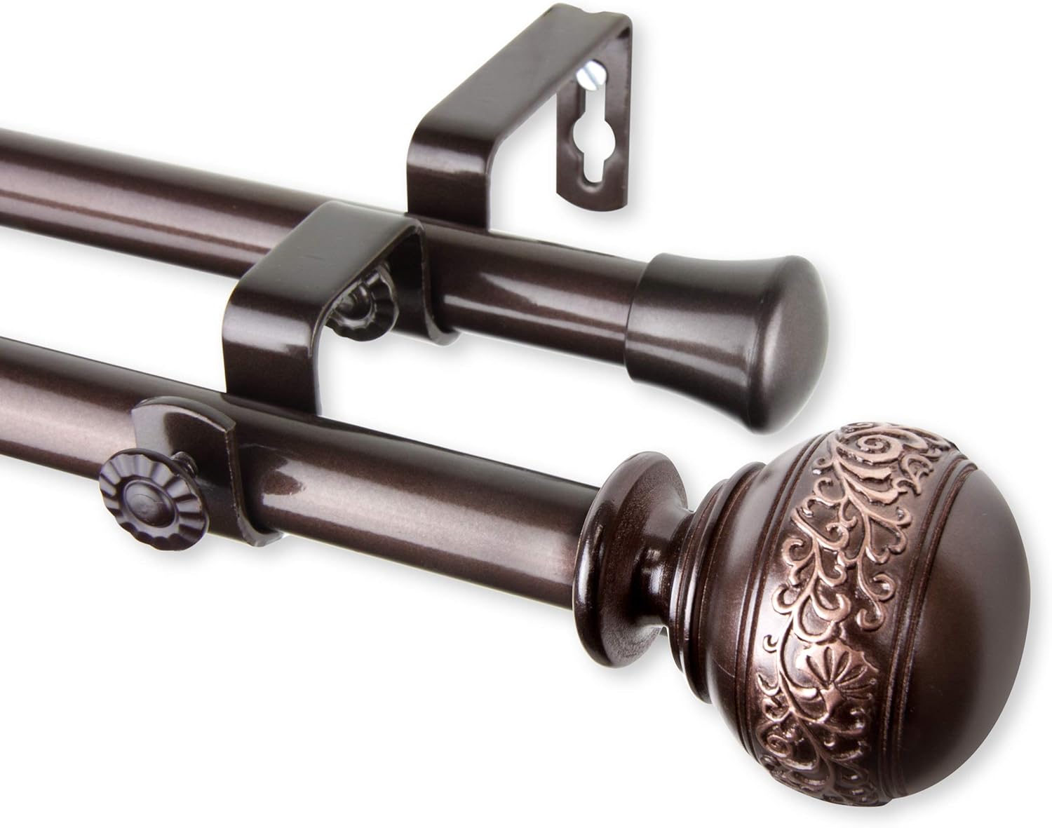 Rod Desyne 13/16" Nathan Double Curtain Rod, 28-48 inch, Cocoa