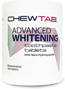 Chewtab Advanced Whitening Toothpaste Tablets with Nano-Hydroxyapatite 180 Count Refill Watermelon